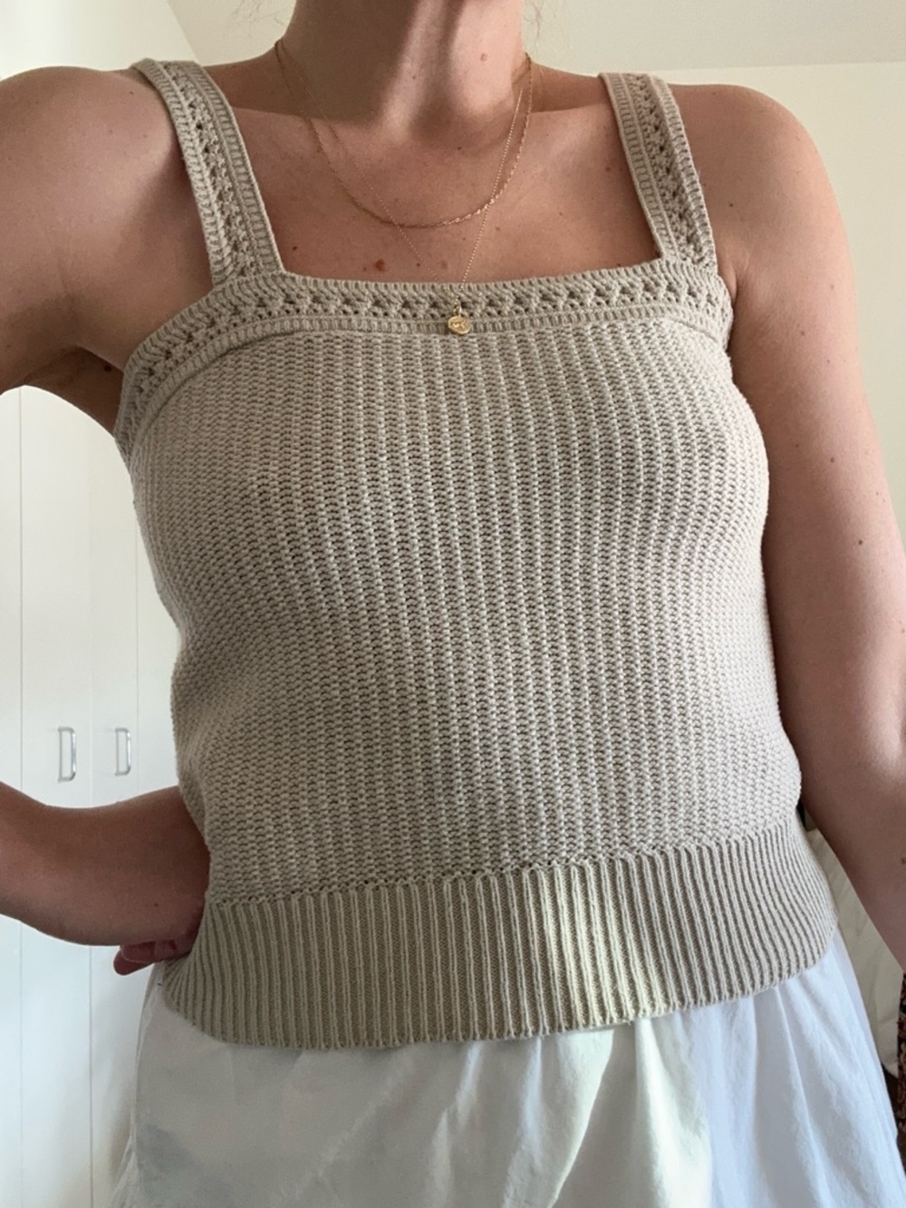 Banana Republic Beige Crochet Knit Tank